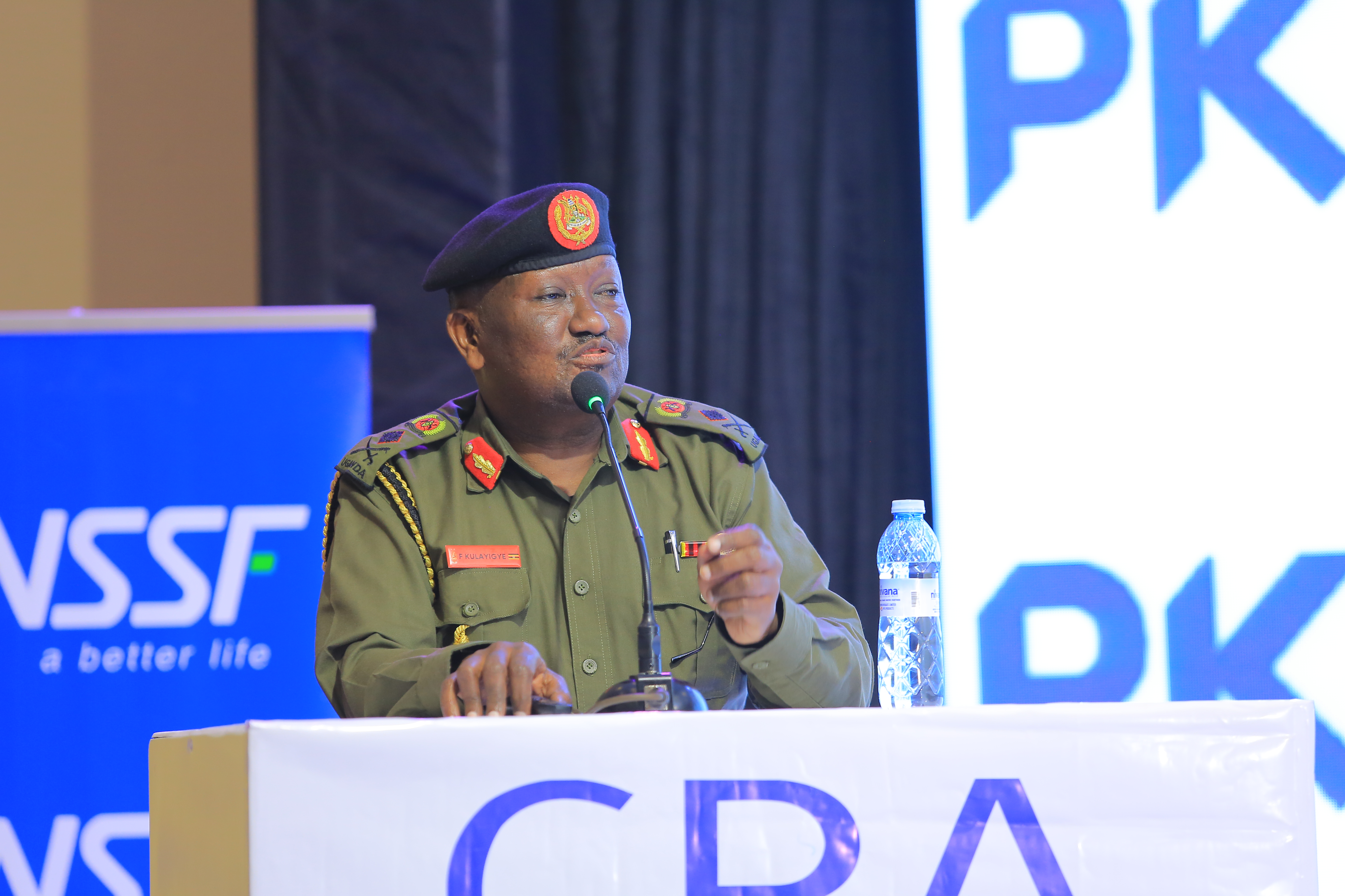 Brig. Gen. Felix Kulayigye presenting about the Role of National Security in Nation Building at the 11th CPA Economic Forum at Imperial Resort Beach Hotel, Entebbe