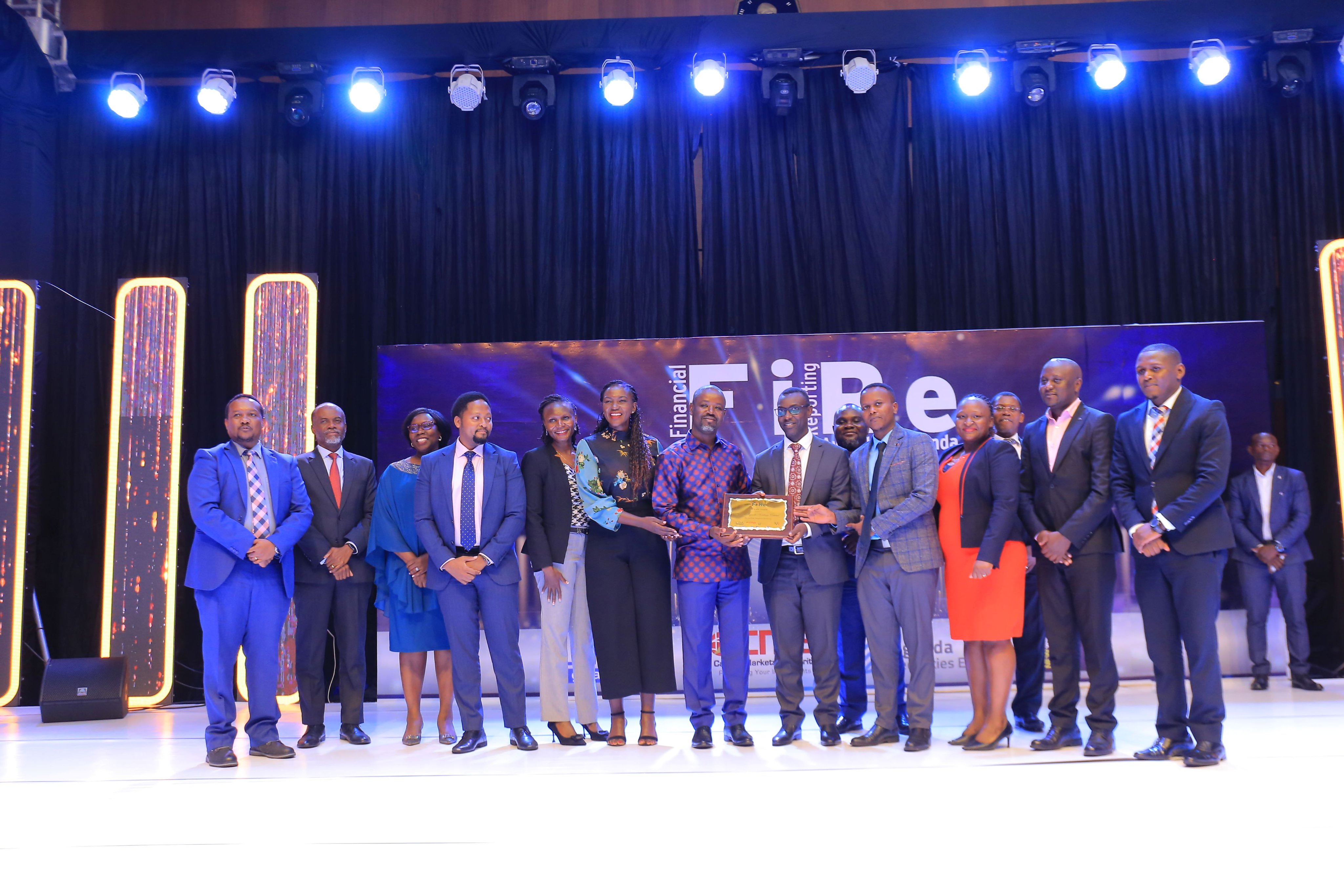 Stanbic Uganda Holdings Limited won the 2023 Gold Award. Deputy Speaker of Parliament, Rt. Hon. Thomas Tayebwa (7th Left) was the Chief Guest. 3rd Left is ICPAU president CPA Josephine Ossiya. They also won the Corporate Governance Award.