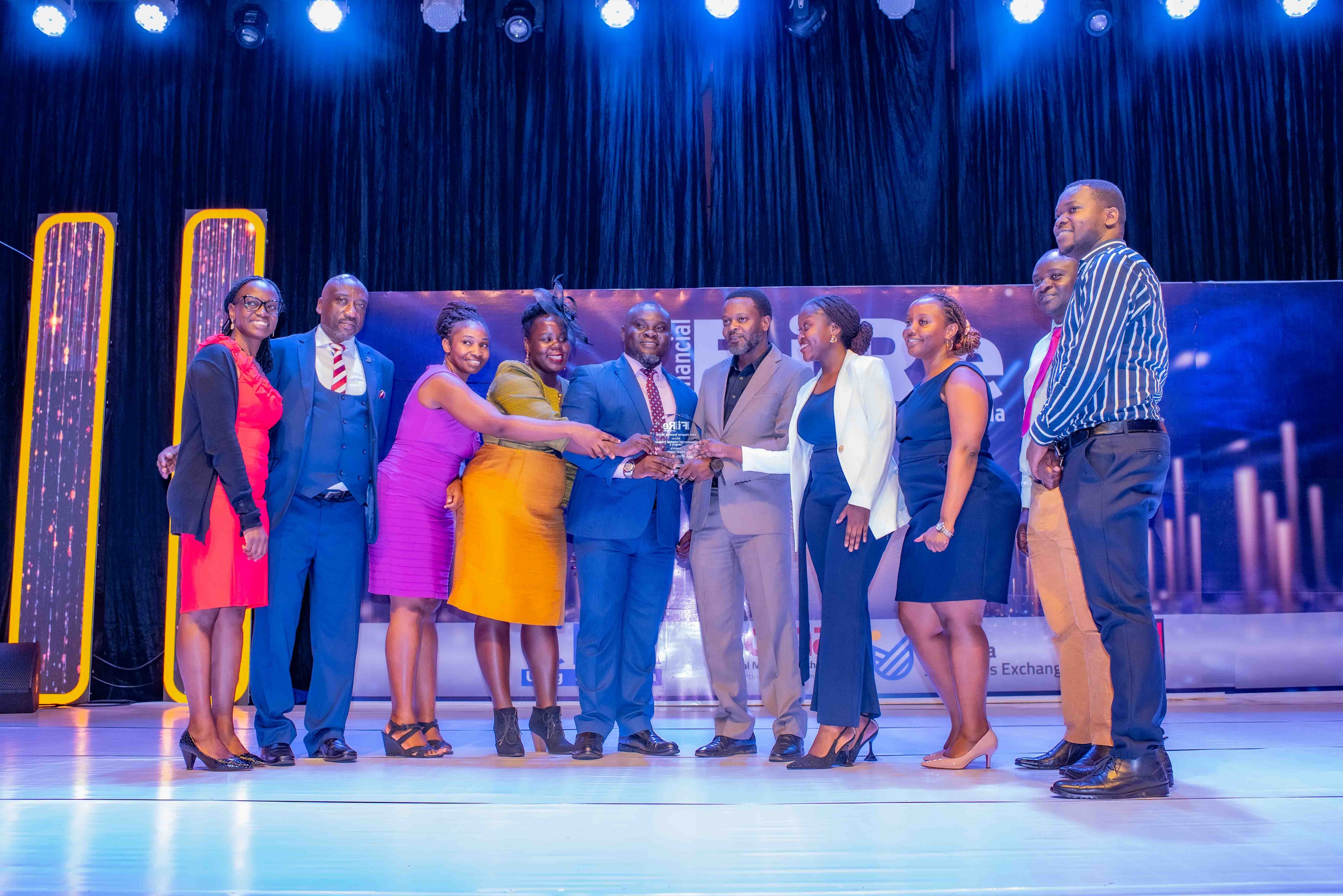 Umeme Limited Team clinches the prestigious 2023 Best Listed Entity Award. UMEME Limited also won the Consumer and Industrial Products Award Category.