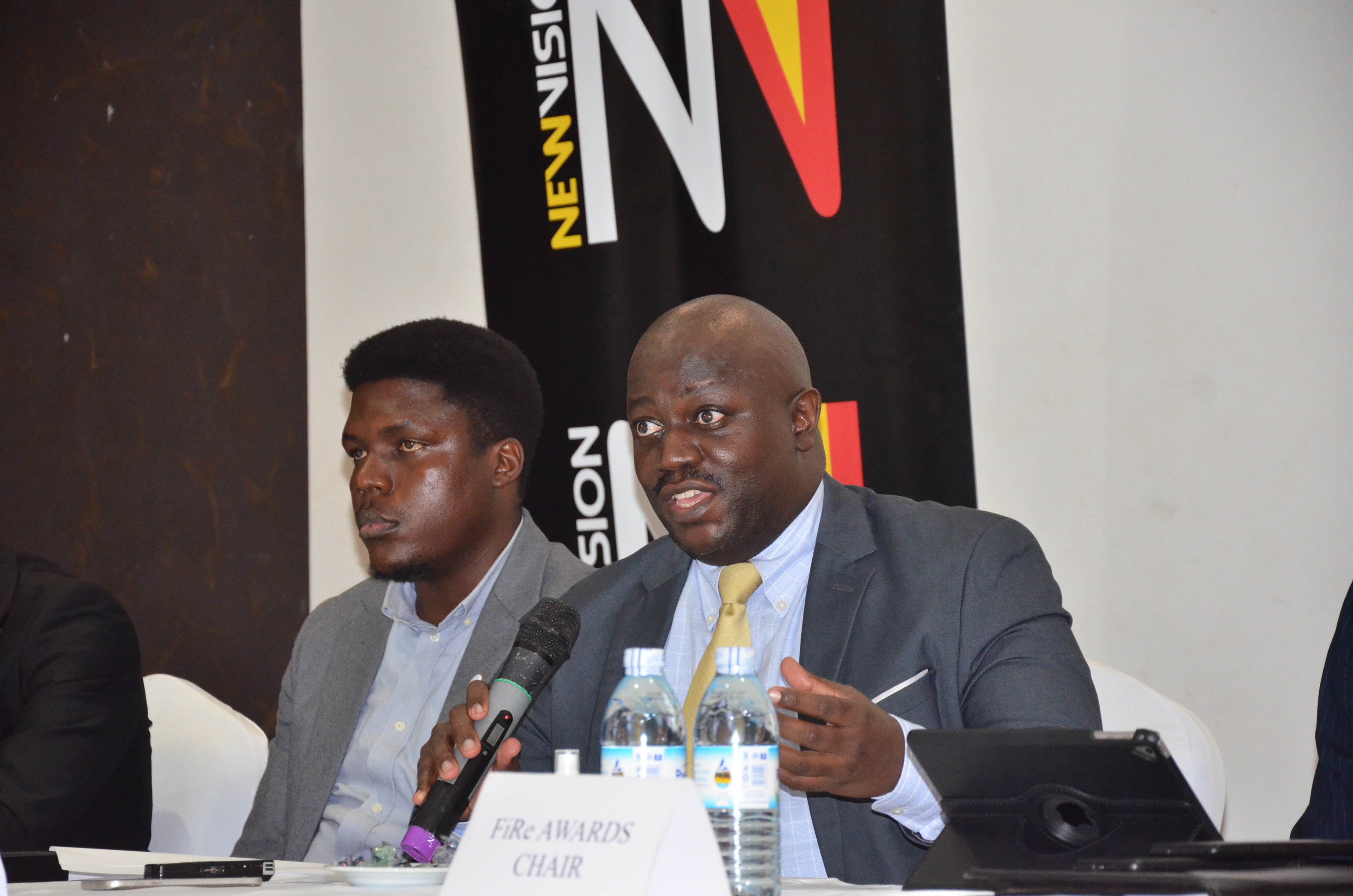 Mr. Ssembuya Dickson, Director of Research and Market Development at Capital Markets Authority, one of the 2023 FiRe awards partners addresses the media.
