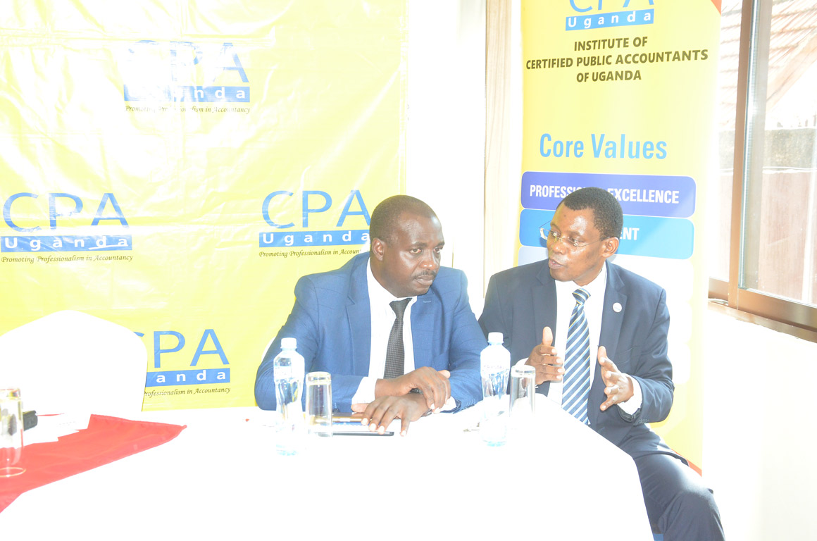 L-R: Eng. Jackson Mubangizi - ICPAU Council member/Ministerial Appointee and CPA Derick Nkajja - the Secretary/CEO