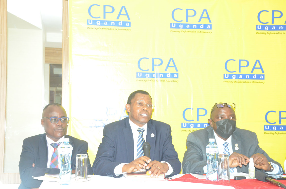 L-R: CPA Ronald Mutumba - ICPAU Council member/Chair of the Member Services Committee, CPA Derick Nkajja – Secretary/CEO and CPA Constant Mayende – ICPAU President