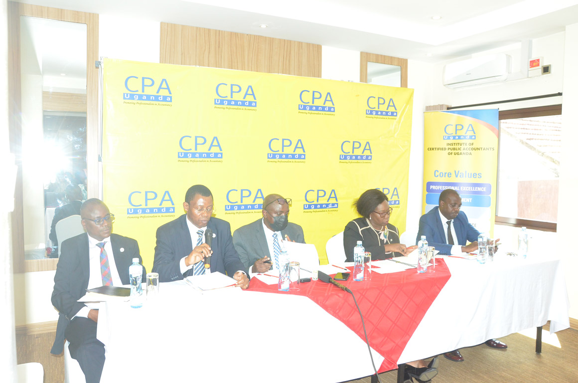 L-R: CPA Ronald Mutumba – ICPAU Council member/Chair of the Member Services Committee, CPA Derick Nkajja – Secretary/CEO, CPA Constant Othieno Mayende – ICPAU President, CPA Josephine Ossiya – ICPAU Vice President, Eng. Jackson Mubangizi – Ministerial Appointee