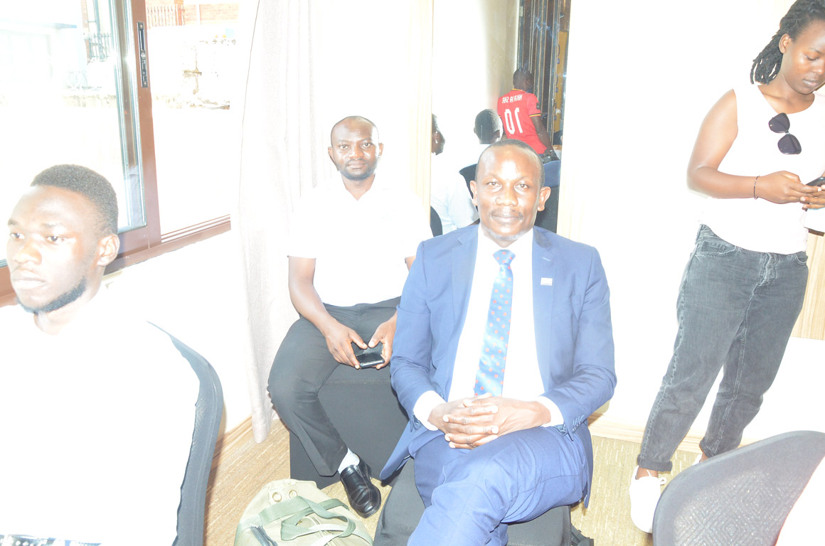 L-R: Also in attendance, ICPAU Senior Examinations Officer, CPA Denis Wabomba (2nd Right seated) and Vicent Nuwamanya – AATU Administrator (2nd Left seated), and members of the press