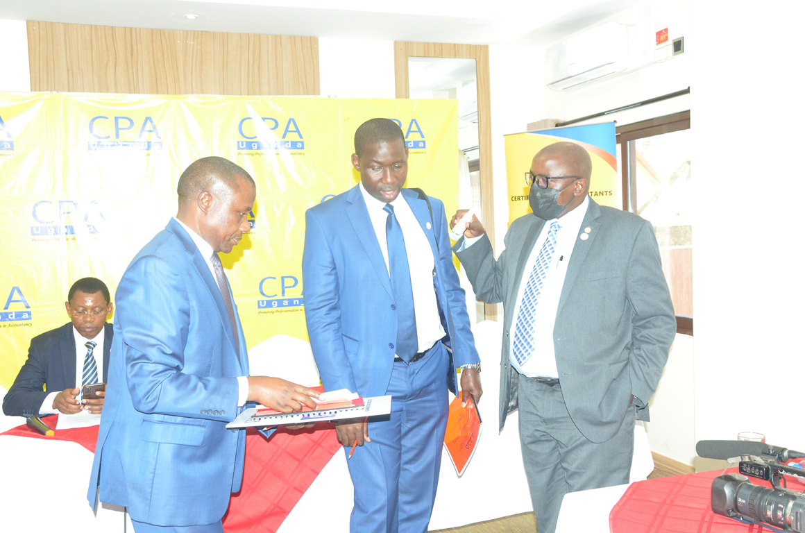 CPA Justus Turinawe – Senior Examinations Officer, CPA Geoffrey Byamugisha – Chairperson of the Public Accountants Examinations Board (PAEB), and ICPAU President, CPA Constant Othieno Mayende