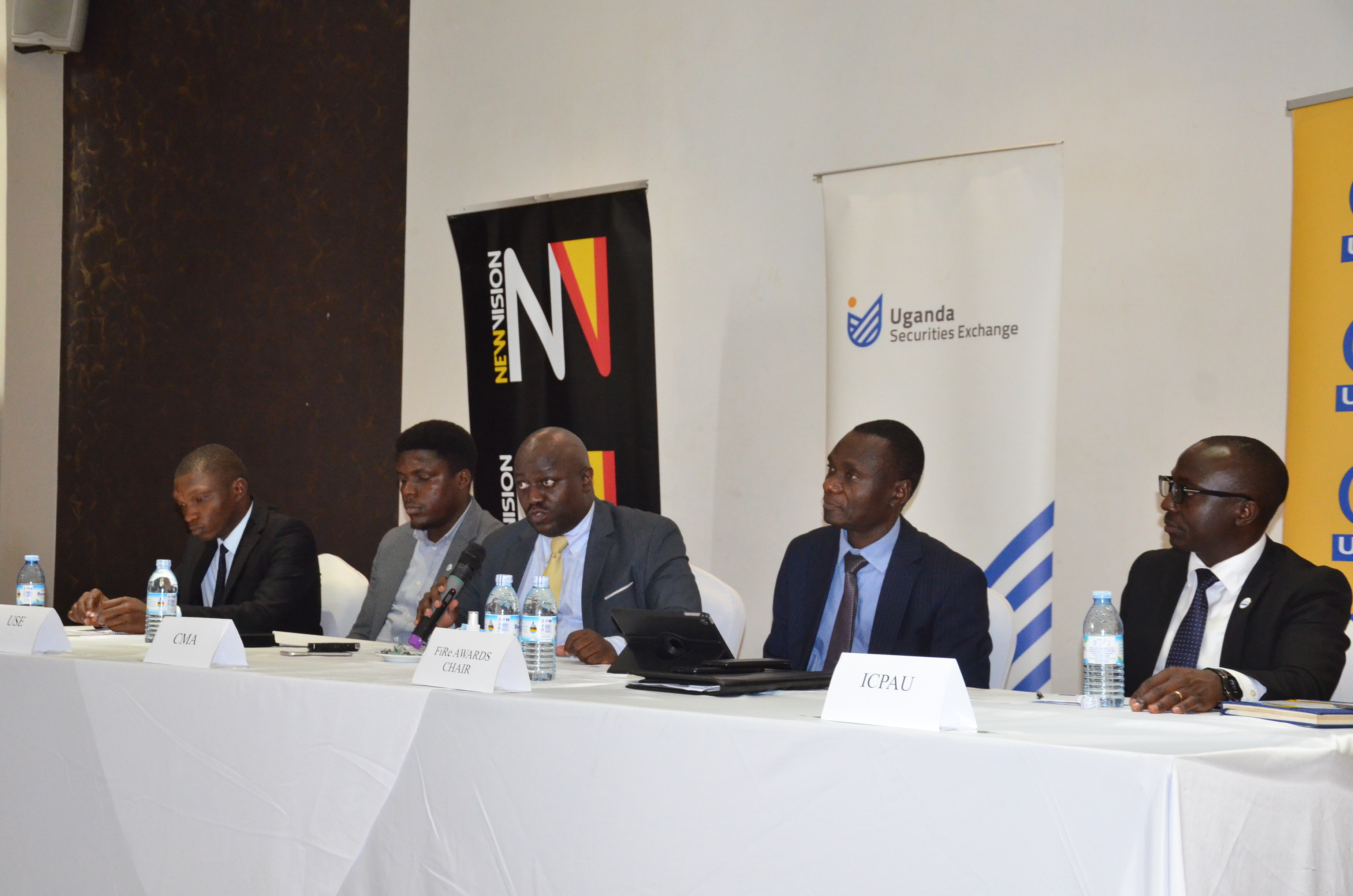 Representatives of the FiRe awards partners at the press briefing at Protea Hotel Skyz, Naguru.