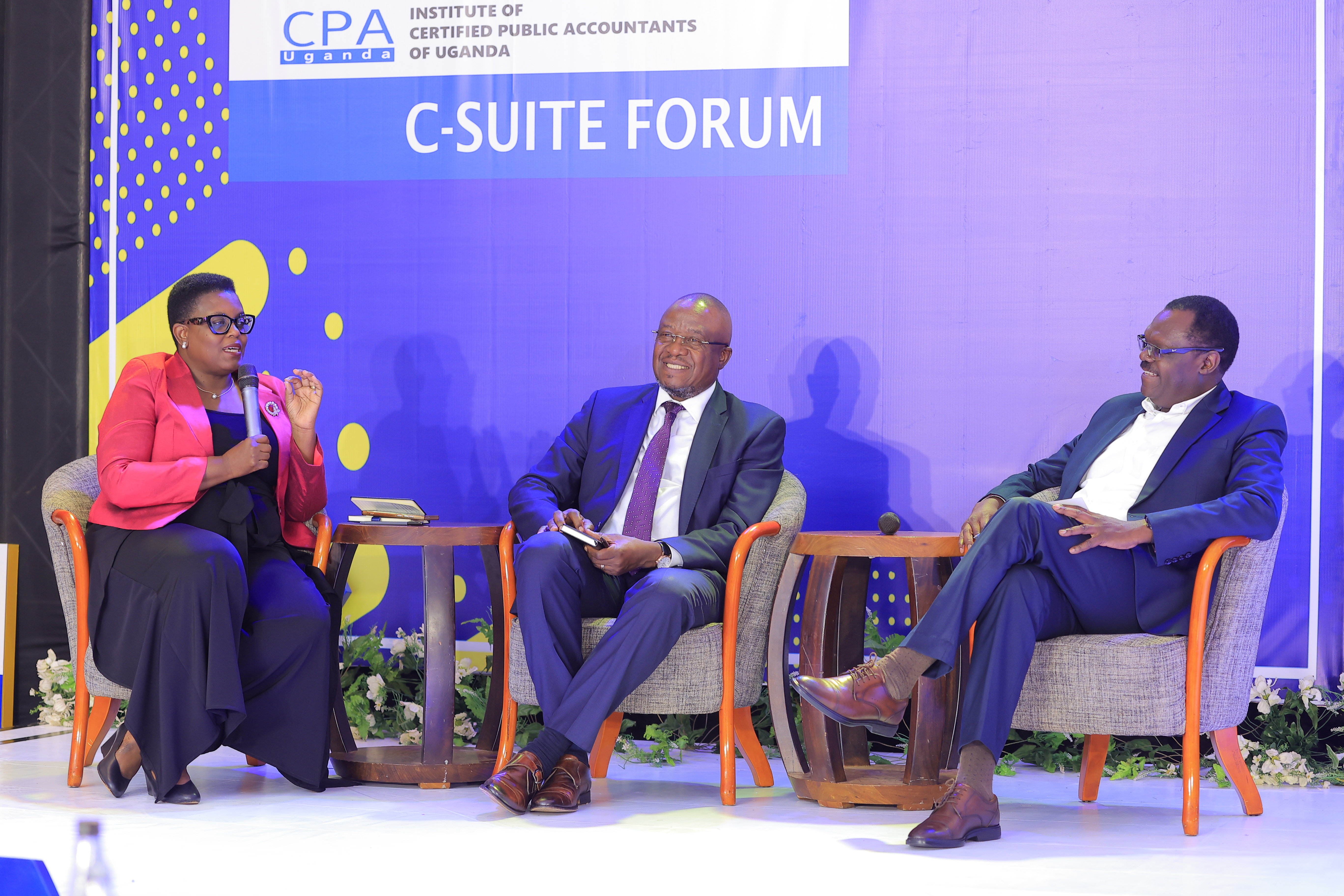 The 3rd C-Suite Forum Panel Ms. Jackie Namara Rukare - CEO, Iguru Consult Limited and Moderator, C-Suite Forum, CPA Prof. Samuel Sejjaaka - Principal MAT Abacus, CPA Patrick Ayota - Managing Director NSSF